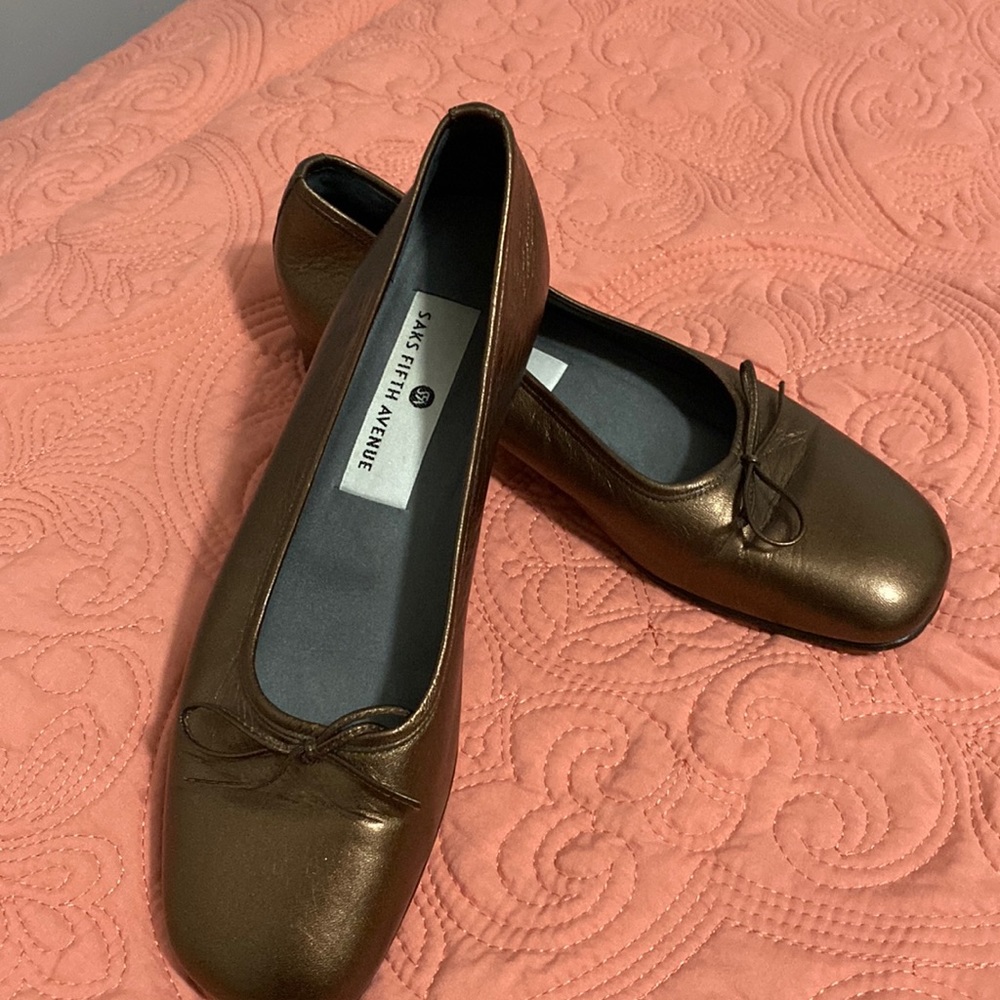 Saks Fifth Avenue Metallic Flats